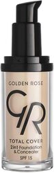 Golden Rose Total Cover 2 in 1 Foundation And Concealer, SPF 15