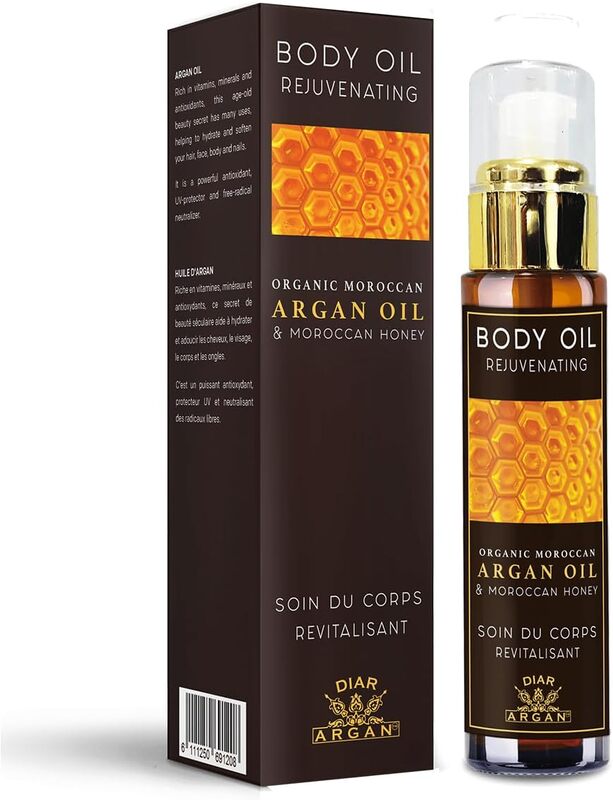 Diar Argan Body Oil (Rejuvenating), With Organic Moroccan Argan Oil and Moroccan Honey, 50ml