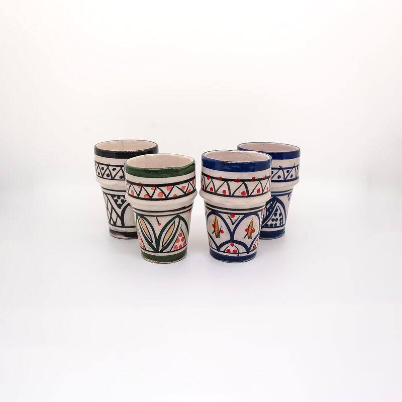 

Generic Handmade Moroccan Colourful Ceramic Cups, Set of 4 (Craft 01, Small)