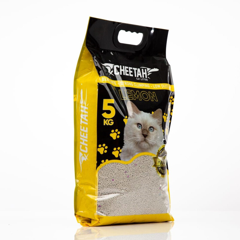 CHEETAH Natural Bentonite Cat Litter, Lemon Scented, 5Kg