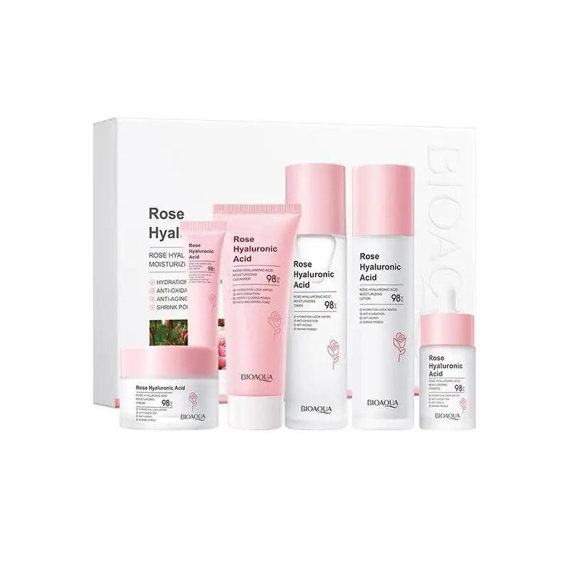 

Other Brand Bioaqua Rose Hyaluronic Acid Cream 6-Piece Herbal Moisturizing Skin Care Set