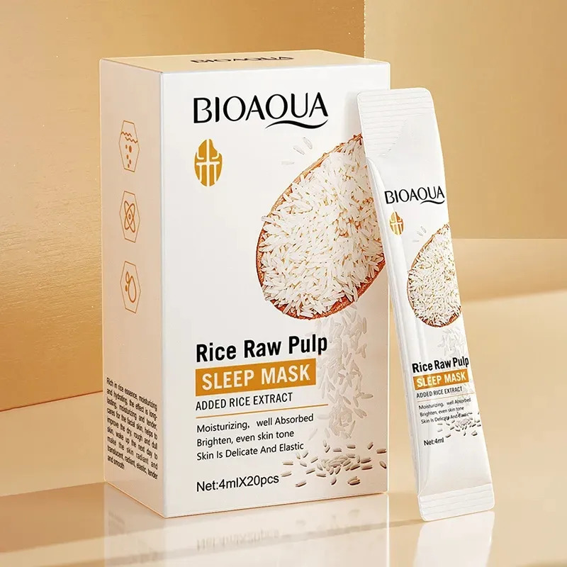 Bioaqua Rice Raw Pulp Sleeping Masks  Your Secret to Whitening, Moisturizing, and Facial Rejuvenation!