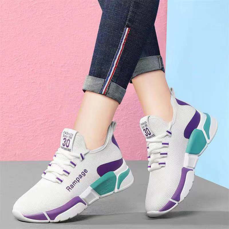 Women's Casual Shoes Breathable Mesh Platform Sneakers_White