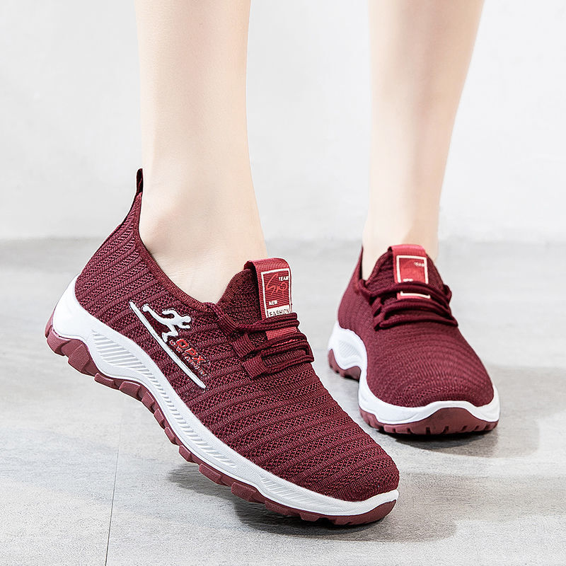 Women's Lace Up Summer Sports Shoes Breathable Lightweight Walking Sneaker Ladies Running Jogging Canvas Shoes_Red