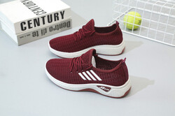 Women's Stylish Canvas Lace-up Sports Sneakers - Comfortable & Durable Running Shoes_Wine Red