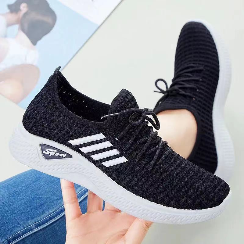 Women's Stylish Canvas Lace-up Sports Sneakers - Comfortable & Durable Running Shoes_Black