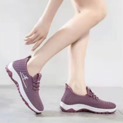 Women's Lace Up Summer Sports Shoes Breathable Lightweight Walking Sneaker Ladies Running Jogging Canvas Shoes_Purple