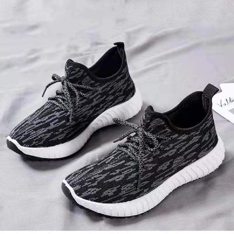 Women's Knitted Road Running Shoes, Lightweight & Breathable Lace Up Sports Shoes, Low Top Tennis Walking Sneakers_Black Camo
