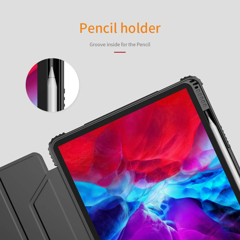 Nillkin Apple iPad Pro 11 2020 Full Body Protective Bumper Shockproof Tablet Flip Case Cover with Apple Pencil Holder, Black