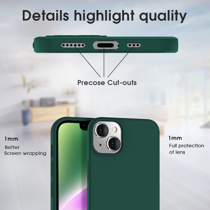 X-Level Apple iPhone 14 Plus 6.7-Inch 2022 Ultra-Thin Dynamic Series Slim Soft Gel Rubber Camera Protection Anti-Scratch Microfiber Lining Cushion Shockproof Mobile Phone Case Cover, Green