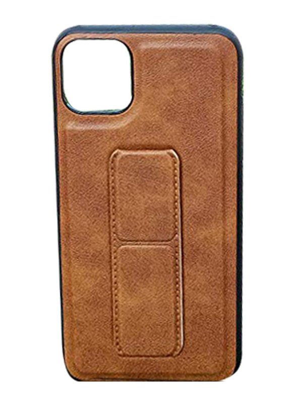 Apple iPhone 12 Mini Luxury Accessories Leather Mobile Phone Case Cover with Car Magnetic Wristband, Brown