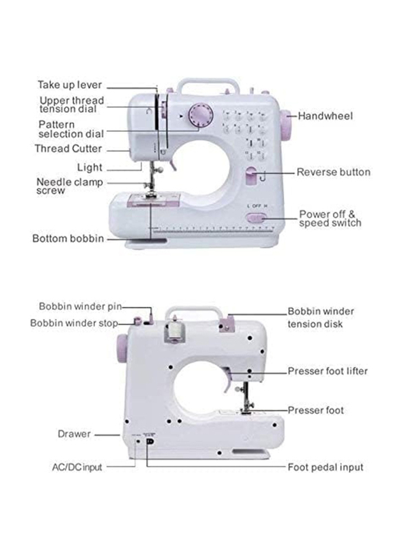 Multi-Functional Mini Household Sewing Machine, White