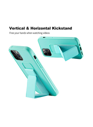 Apple iPhone 12/12 Pro Slim Hard Silicone Gel Rubber Premium TPU Foldable Magnetic Kickstand Mobile Phone Case Cover, Mint