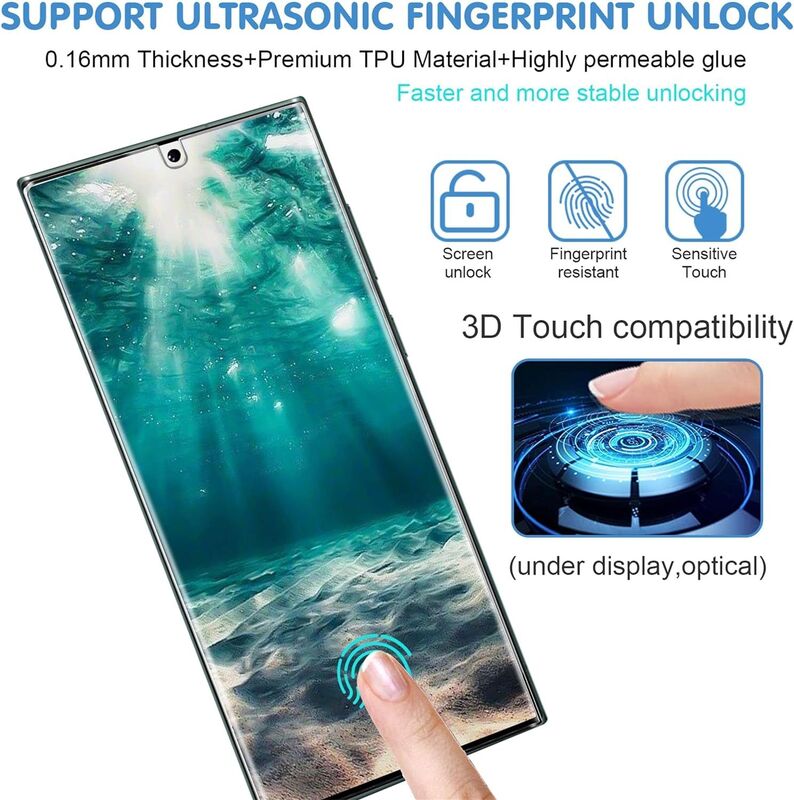 Samsung Galaxy S23 Plus Soft TPU Not Glass Fingerprint Support, Anti Scratch HD-Ultra Thin 3 x Tempered Glass Screen Protector + 3 x Camera Lens Protector, Clear