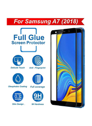 Samsung A7 2018 9D Fit 9H Hardness Bubble Free Anti-Scratch Tempered Glass Screen Protector, Black/Clear