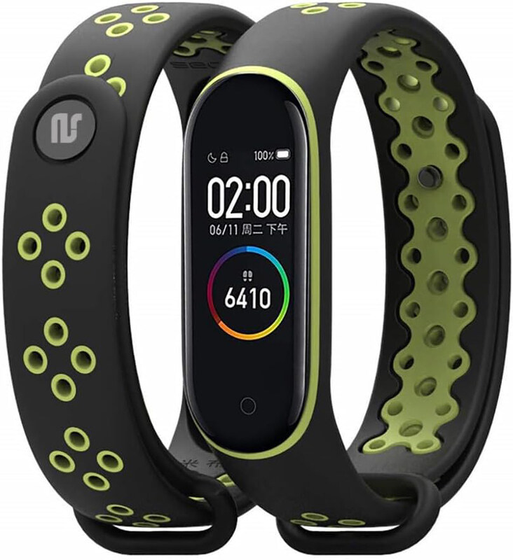 

Generic injoy Sports TPU Silicone Bands for Xiaomi Mi Band 4, Black/Green