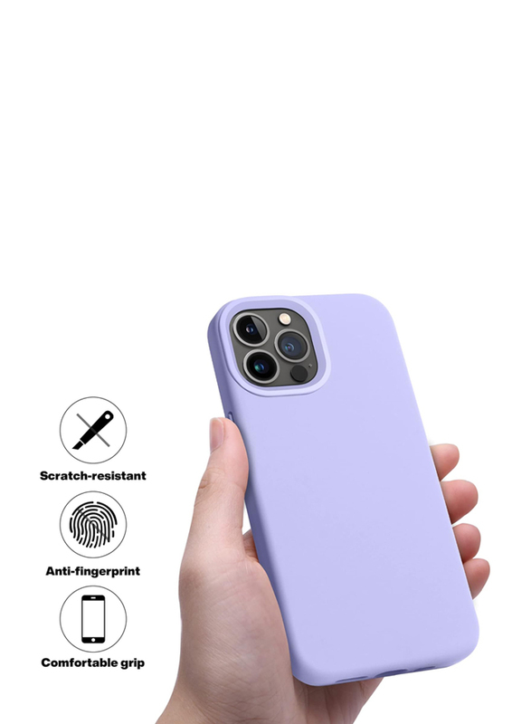 Otofly Apple iPhone 13 Pro Liquid Silicone Slim Protective Shockproof Anti-Scratch Microfiber Lining Mobile Phone Case Cover, Light Purple