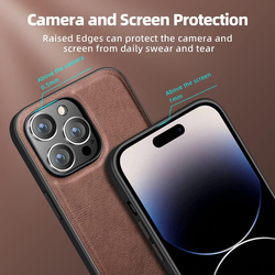 X-Level Apple iPhone 14 Pro Max 2022 Premium PU Leather Slim Protective Business Design Luxury Rugged Shockproof Non-Slip Mobile Phone Case Cover, Brown