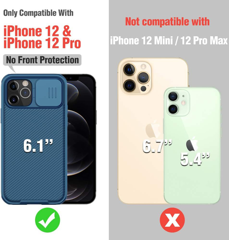 Nillkin Apple iPhone 12/12 Pro 6.1-inch Camshield Pro Shock Absorption Built-in Lens Protector and Drop Protection Mobile Phone Case Cover, Blue