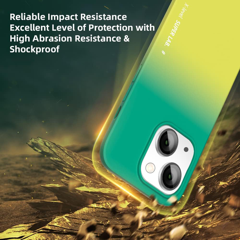 X-Level Apple iPhone 14 Shockproof Silicone Full Body Protective Light Back Mobile Phone Case Cover with Camera Protection Anti-Scratch Gradual Colour, Yellow