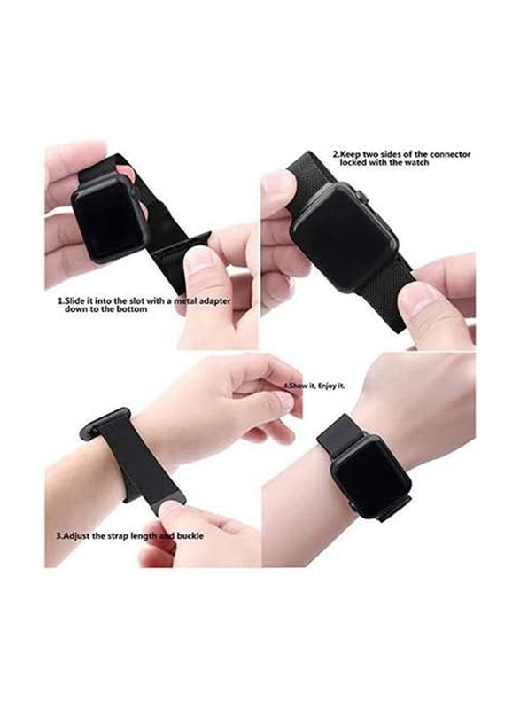 Magnetic Milanese Loop Stainless Steel Metal Band For Apple iWatch 42mm, Black