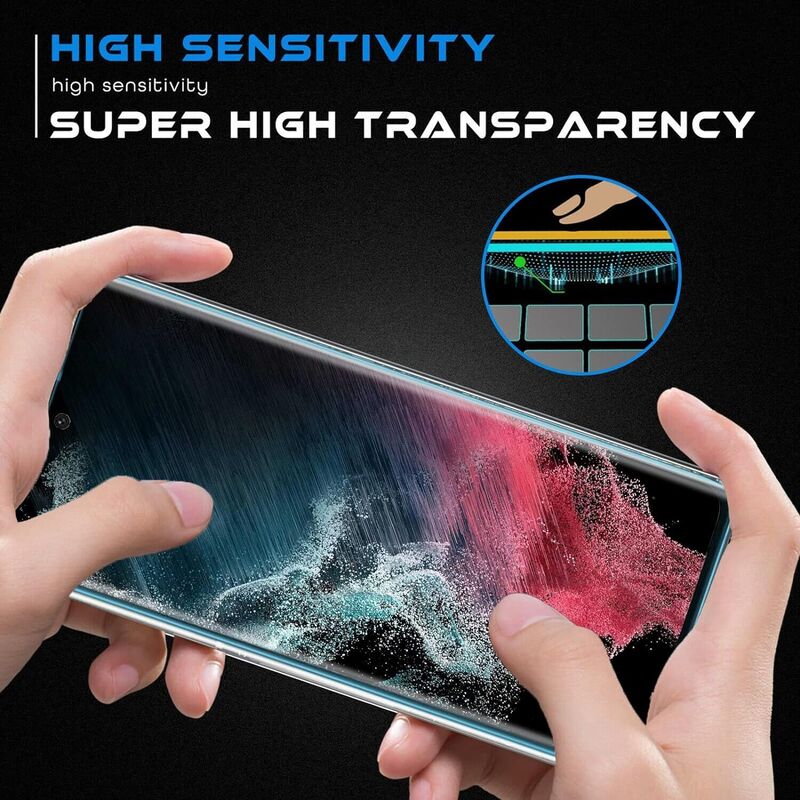 Samsung Galaxy S22 Ultra 5g 9H Hardness, 3D Curved, Anti-Scratch 2 x Tempered Glass Screen Protector + 2 x Camera Lens Protector, Clear