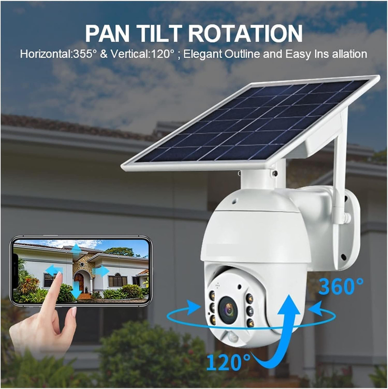 Wireless Outdoor Solar Security 4G Wifi 1080P Camera, White