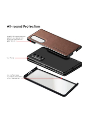 X-Level Samsung Galaxy Z Fold 4 5g (2022) Thin Slim Premium PU Leather Anti-Scratch Drop Protection Shockproof Folding Mobile Phone Case Cover, Brown