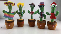 Dancing Cactus Learn to Speak and Shine Twist the Cactus Plush Toy with 3 Songs in English 120 Lighting, All Ages