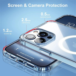 Apple iPhone 13 Pro Magnetic Shockproof Bumper Anti-Scratch HD Crystal Clear Support All MagSafe Mobile Phone Case Cover, Transparent