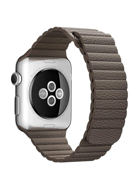 Leather Magnetic Loop Band for Apple Watch 49mm/45mm/44mm/42mm, Brown