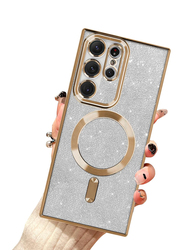 Ook Samsung Galaxy S23 Ultra Luxury Plating Magnetic Glitter Mobile Phone Case Cover, Gold