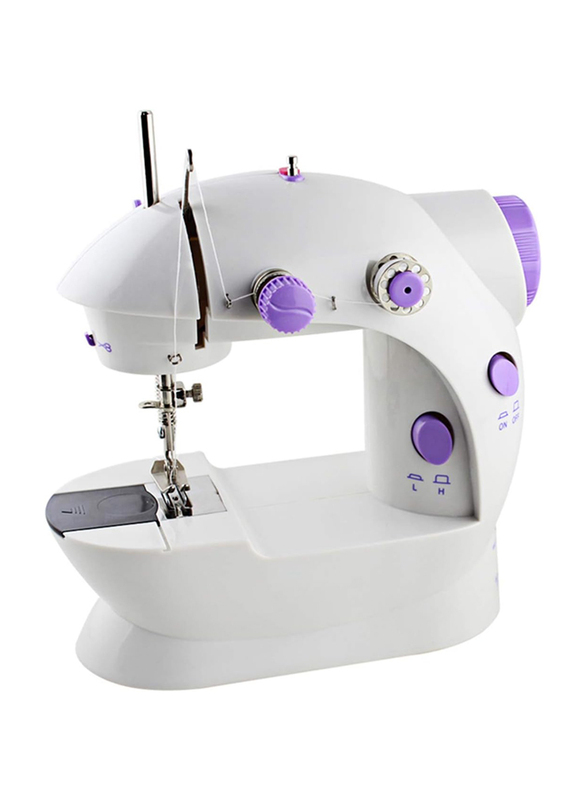 Portable Household Mini Sewing Machine, Purple/White