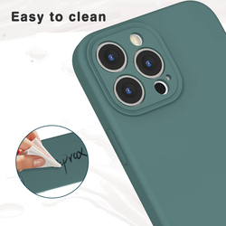 Apple iPhone 13 Pro 6.1-inch 2021 Silicone Slim Thin Durable Liquid Gel Rubber Mobile Phone Case Cover with Integrated Camera Lens Protector, Pine Green