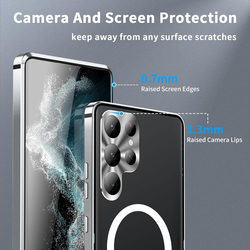 Samsung Galaxy S23 Ultra 5g Metal Magsafe Wireless Charger Translucent Matte Magnetic Mobile Phone Case Cover with Camera Lens Protection, Silver