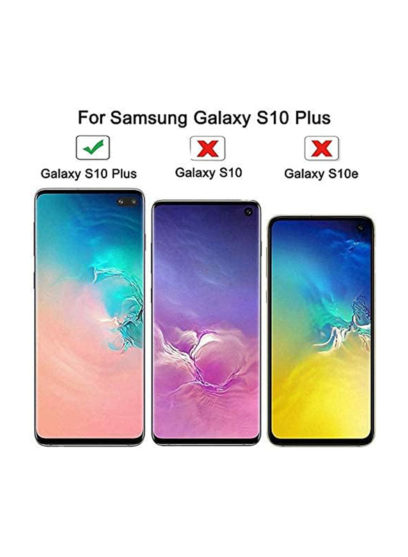 Samsung Galaxy S10 Plus Transparent Reinforced Corners TPU Mobile Phone Case Cover with 2-Piece Premium Tempered Glass Screen Protector, Clear