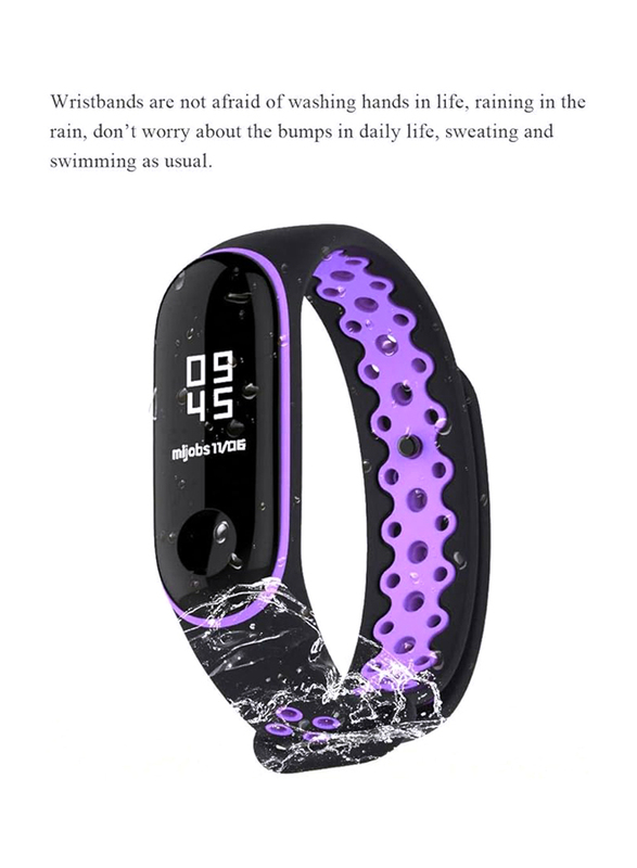 Mijoas Silicone Wristband Strap for Xiaomi Mi Band 3, Purple/Black