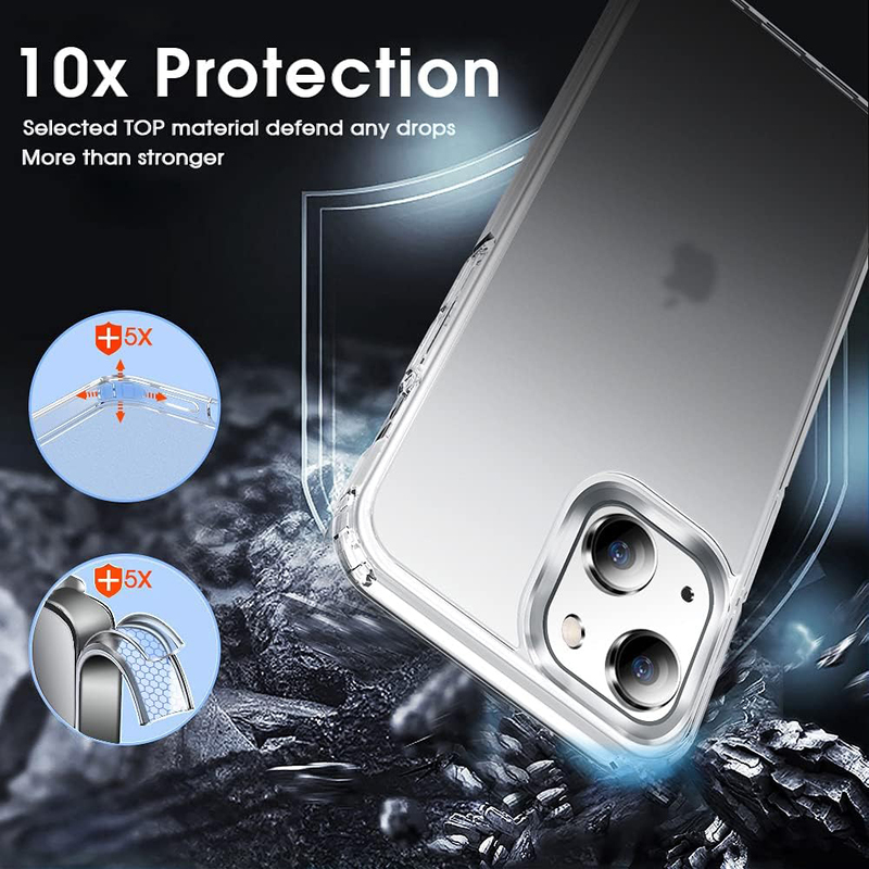 X-Level Apple iPhone 13 Protective Military Grade Drop Protection Frosted Translucent Anti-Drop Hard PC Slim Thin Mobile Phone Case Cover with Soft Silicone Edge, Clear