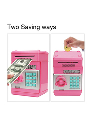 Adevena Mini ATM Password Electronic Money Bank Cash Coins Saving Box for Kids, Ages 6+, Pink