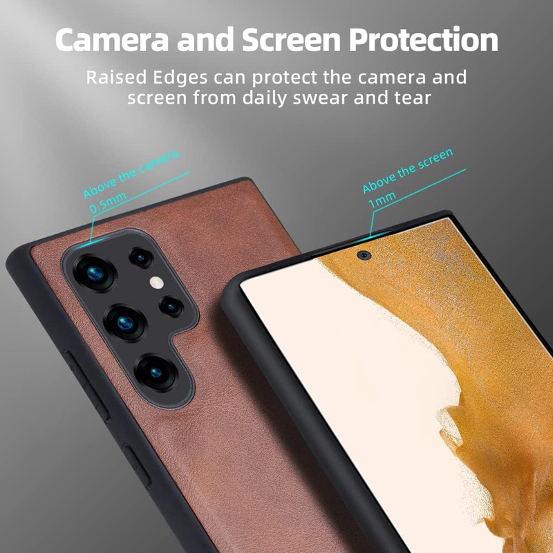 X-level Samsung Galaxy S22 Ultra 5G 6.8" Anti-Scratch Premium PU Leather Soft TPU Bumper Shockproof Protective Mobile Phone Case Cover, Brown