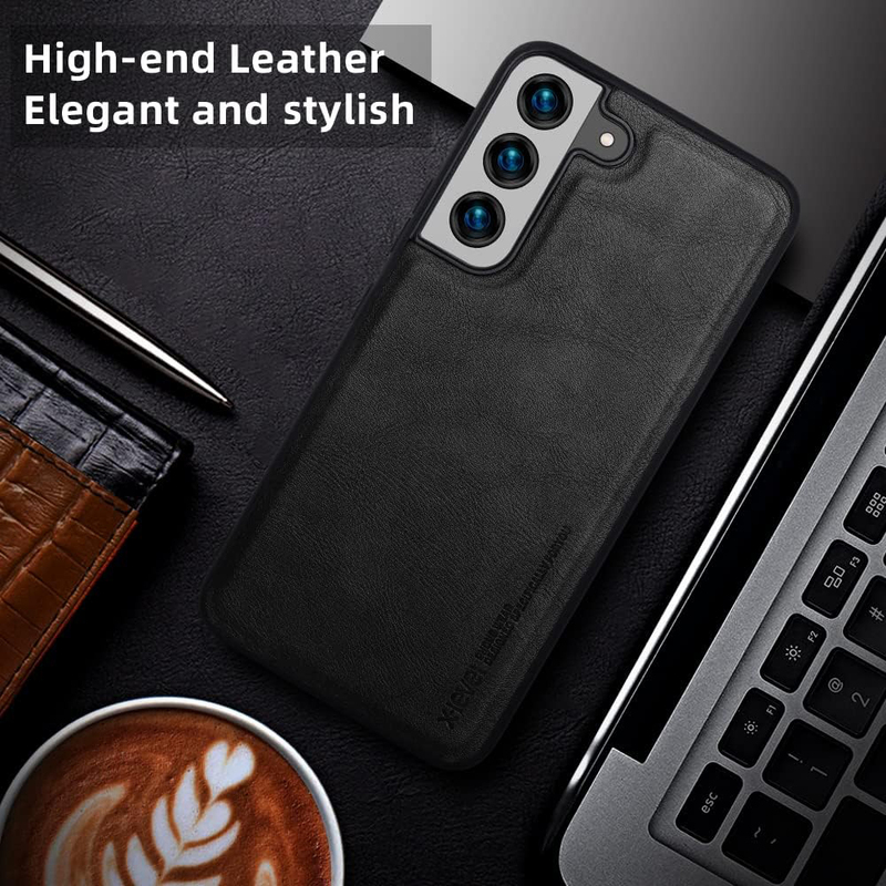 X-level Samsung Galaxy S22 Plus 5G Anti-Scratch Premium PU Leather Soft TPU Bumper Shockproof Protective Mobile Phone Case Cover, Black