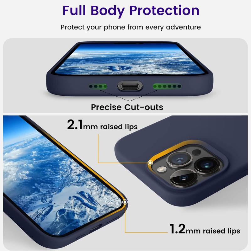 Otofly Apple iPhone 14 Pro Max Silicone Shockproof Slim Thin Mobile Phone Case Cover, Midnight Blue