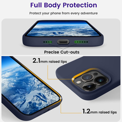 Otofly Apple iPhone 14 Pro Max Silicone Shockproof Slim Thin Mobile Phone Case Cover, Midnight Blue