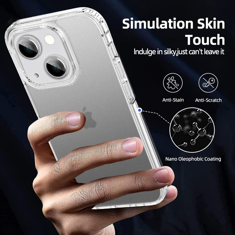 X-Level 6.1-inch Apple iPhone 14 (2022) Frosted Translucent Thin Military Grade Drop Protection Anti-Drop Hard PC Slim Protective Mobile Phone Case Cover with Soft Silicone Edge, Clear