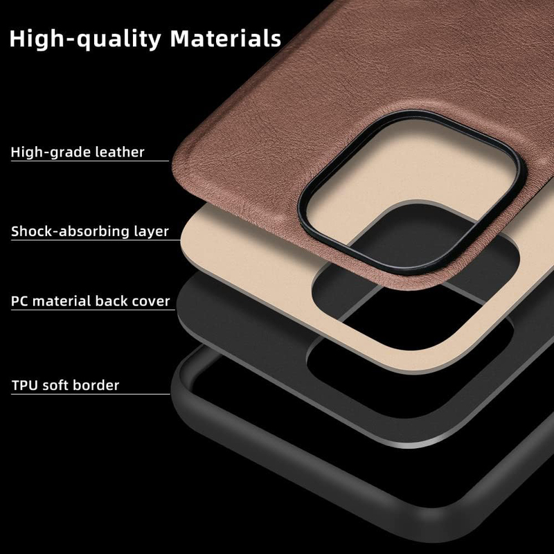 X-Level Apple iPhone 14 Pro Max 2022 Premium PU Leather Slim Protective Business Design Luxury Rugged Shockproof Non-Slip Mobile Phone Case Cover, Brown