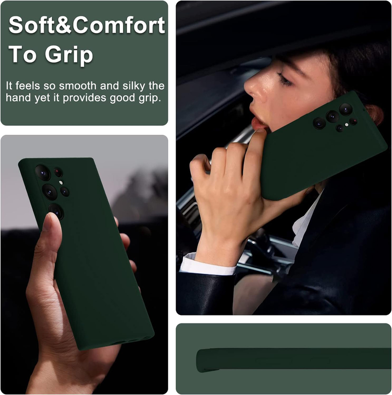 Samsung Galaxy S23 Ultra Soft Touch Premium Liquid Rubber Shockproof Mobile Phone Case Cover, Dark Green