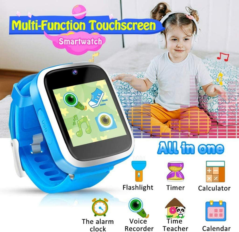 Kids Educational 1.54 Inch Smartwatch, GPS, Ages 5-10, Blue