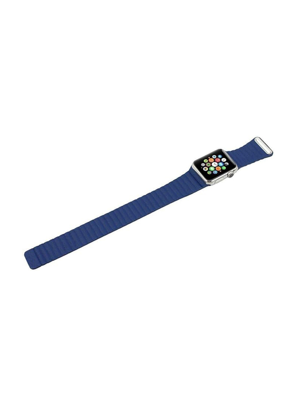 Ozone Magnetic Leather Wrist Loop Strap for Apple Watch 42mm, Midnight Blue