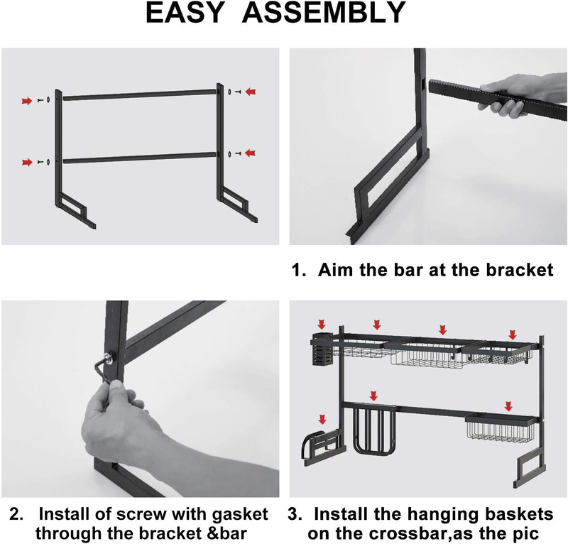 Habilife Stainless Steel Drying Rack Over Sink, DD-YJX9006/LB877, Black