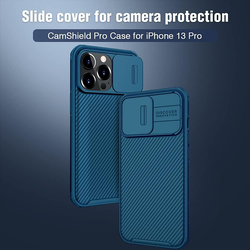 Nillkin Apple iPhone 13 Pro 6.1-Inch Cam Shield Pro Slim Hard PC Camera Protective Anti-Scratch Mobile Phone Case Cover, Blue